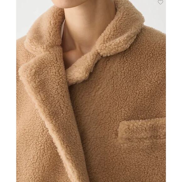 J.Crew Relaxed topcoat coat sherpa wool blend beige brown size M - Picture 2 of 8